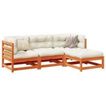 Garden Sofa Set Wax Brown Solid Pine Wood 4 Piece Set Modular - $13,552.33 MXN