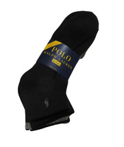 Polo Ralph Lauren Mens Quarter Crew Athletic Socks Black and Grey 4 pack - $20.99