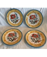 Floral Salad Plates Pier 1 PROVANCE Set of 4 Stoneware NEVER Used Yellow... - £30.27 GBP