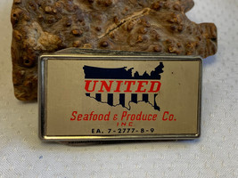 Vtg United Seafood &amp; Produce Co. Inc. Folding Pocket Knife Money Clip Advert Fob - £23.94 GBP