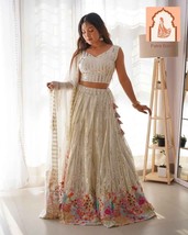 Off-White Lehenga Choli with Thread and Sequence Work - $47.50+