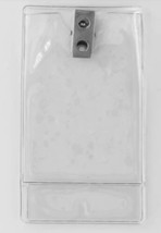 100pc 2 Slot Clear Plastic Vertical Name Tag ID Card Holder Badge with Hook Clip - £39.38 GBP