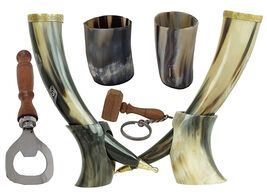 Set of 2 Viking Drinking OX Horn | Tankard | Mug | Cup for Ale, Beer, Me... - $48.64