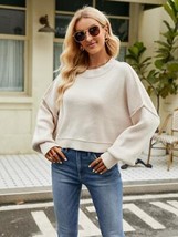 Round Neck Lantern Sleeve Sweater - $52.49