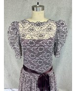 Vtg Lilac Purple All Lace Dropped Waist Shift Party Dress Sz S 1980s doe... - £49.16 GBP