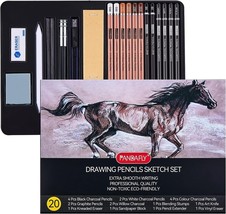 PANDAFLY Professional Colored Charcoal Pencils Drawing Set, 20 Pack Art ... - $14.55