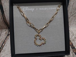 Disney X Baublebar Mickey Mouse Gold Tone Multi Color Rhinestone Necklace NEW - £26.38 GBP