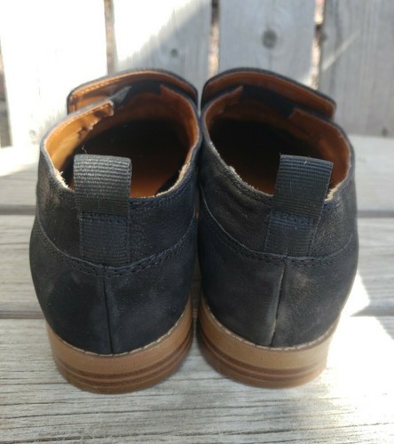 Franco Sarto Leather Loafers Womens 7.5 M Hum Black Nubuck Cushioned Slip On Item image 5