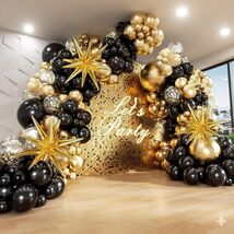 Black Gold Balloon Garland Arch Kit, Confetti Balloons for Graduation Bi... - $24.36