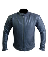 Perforated Black Biker Style Black Real Leather Jacket for Men Armour Pr... - $209.99