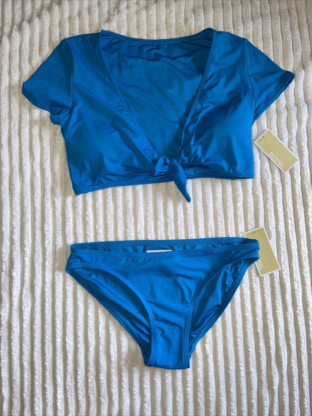 Primary image for Michael Kors 2 Piece Halter Bikini Swimsuit Turquoise Size Small NEW