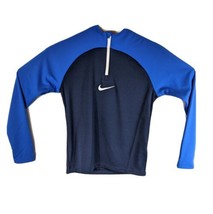 Kids 1/4 Zip Shirt Medium Athletic Long Sleeve Navy Royal Blue Sports Top - £28.55 GBP