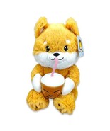 Cuddle Barn Shiba Inu Plush Dog Stuffed Animal Toy Sipping on Boba Tea N... - £10.19 GBP