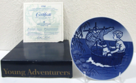 1990 Royal Copenhagen Young Adventurers Plate The Little Viking Box COA - $278.90 MXN