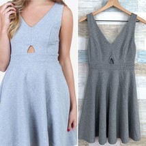 Altar&#39;d State Cut Out Ponte Skater Dress Gray V Neck Fit &amp; Flare Womens ... - £19.37 GBP