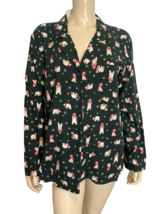 LOFT Outlet Women's Christmas Polar Bear Flannel Night Shirt Green XL NWT - $18.04