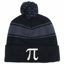Trendy Apparel Shop Pi Math Symbol Two Tone Pom Striped Long Beanie Hat - Black  - £15.97 GBP