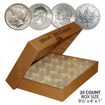 25 Direct-Fit Airtight 38mm Coin Capsules For Morgan / Peace / Ike Dollars w/BOX - $12.16