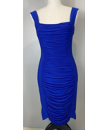 Cache Size 4 Ruched Bodycon Dress Blue Slimming - £14.77 GBP