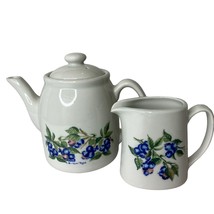 Otagiri Blueberry Ruth Pengal Ceramic Teapot Creamer Set Japan Vintage - £19.50 GBP