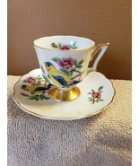 Enesco Porcelain Tea Cup and Saucer Set Warbler Song Bird Made In Japan - £15.82 GBP