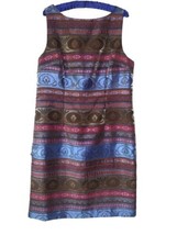 Chetta B Damask Shimmery Sheath Dress Size 14 Back Slit Lined Multicolor... - $19.94
