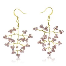 Sparkling Berry Clusters of Purple Crystal on Brass Wire Dangle Earrings - £12.47 GBP