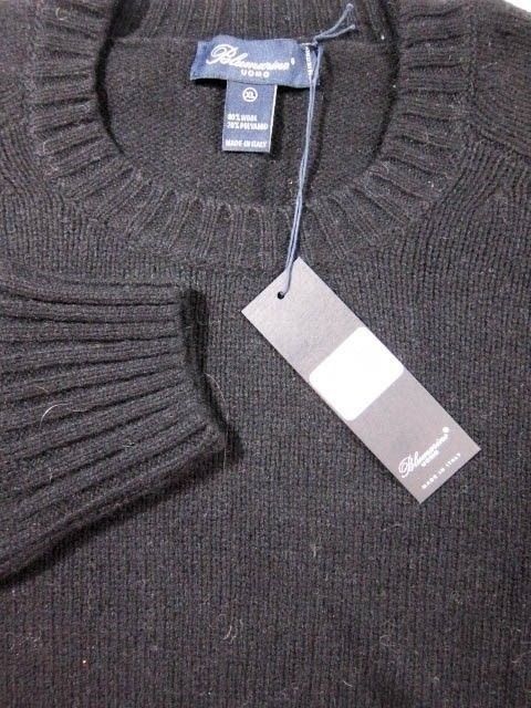 NWT $325 Blumarine Uomo Black Wool Crew Sweater XL Made in Italy - £120.30 GBP