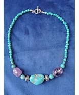 Turquoise and Amethyst and Sterling Silver Necklace - $65.00