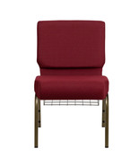 50x Burgundy 21&#39;&#39; Wide Church Chairs Gold Frame Book Rack 4” Seat Pad 80... - $4,449.89+