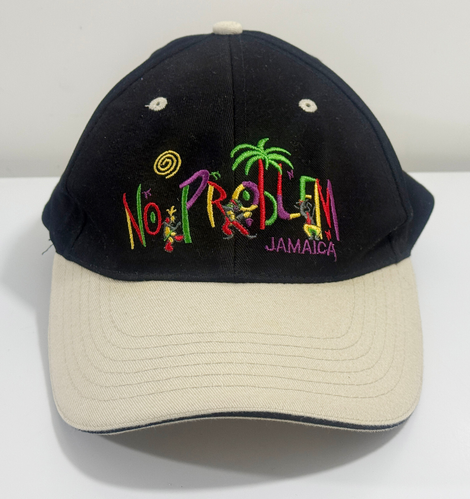 No Problem Jamaica Hat/Cap Olive Black Embroidered Twill Adjustable 100%... - $5.44