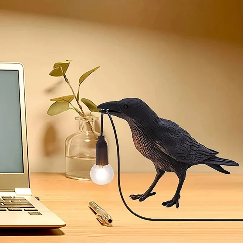 Resin Lucky Bird Crow Wall Lamp Table Lamp Night Light Bedroom Bedside L... - $22.19+