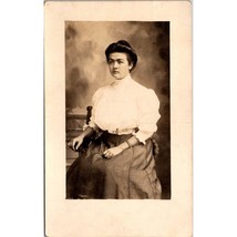 Antique Kruxo RPPC Portrait Postcard, Lovely Young Lady in Studio Chair ... - £11.35 GBP