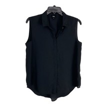 Mossimo Womens Shirt Size Medium Black Sheer Button Collar Sleeveless Blouse - £14.51 GBP