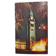 Postcard Fireworks On Parliament Hill Centennial Flame Peace Tower Ontar... - £5.39 GBP