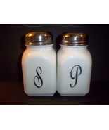 Mosser Glass Milk White Retro Vintage Style Monogrammed Salt &amp; Pepper Sh... - £35.58 GBP