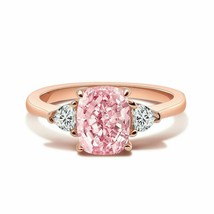2CT Coupe Ovale Saphir Rose Trois - Bague de Fiançailles Pierre 14k Fini... - $88.16