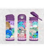Personalized Squishmallows 12oz Kids Stainless Steel Water Bottle Tumbler - £17.38 GBP
