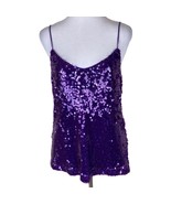 LEYDEN Sequin Camisole Top Purple Sequins Small Spaghetti Strap Womens New - $432.59 MXN