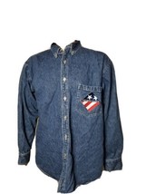 Vintage Universal Studios Button Up Shirt Long Sleeve Denim Jean Lg Embr... - £14.56 GBP