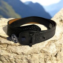 Duty man Police Equip. Woven Leather Belt Cop Black Size 58 Thick - $36.68