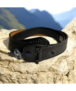 Duty man Police Equip. Woven Leather Belt Cop Black Size 58 Thick - $50.32 CAD
