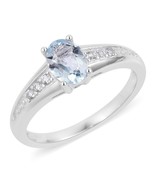 Aquamarine, White Zircon Sterling Silver Ring (Sz 6) GORGEOUS!!  #JR220 - £34.96 GBP
