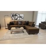 Corby Chocolate 2PC Sectional Sofa with Brown Base and Accent Pillows - $1,399.00
