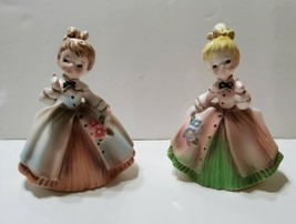 2 Vintage Flower Girl Planters Ceramic Inarco E-871 Cleveland, Ohio  - £37.41 GBP