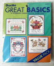 Bucilla Great Basics Set of 4 Stamped Cross Stitch Samplers 8&quot; x 10&quot; Fabric Only - £9.63 GBP