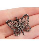 925 Sterling Silver  Vintage Dark Tone Open Butterfly Motif Pendant  PT3251 - $43.75