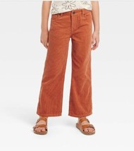 New Girls High-Rise Wide Leg Corduroy Crop Pants  Cat &amp; Jack size 5 Burnt Orange - £8.65 GBP