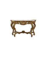 Luxury Hand-Carved Gold Leaf Console Table with Marble Top - $3,385.07 CAD