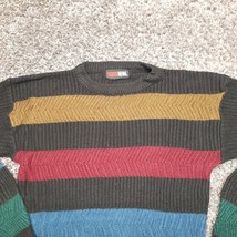 Vintage Todays News Sweater Men Large Black Wide Stripe Long Sleeve Crew... - £21.75 GBP